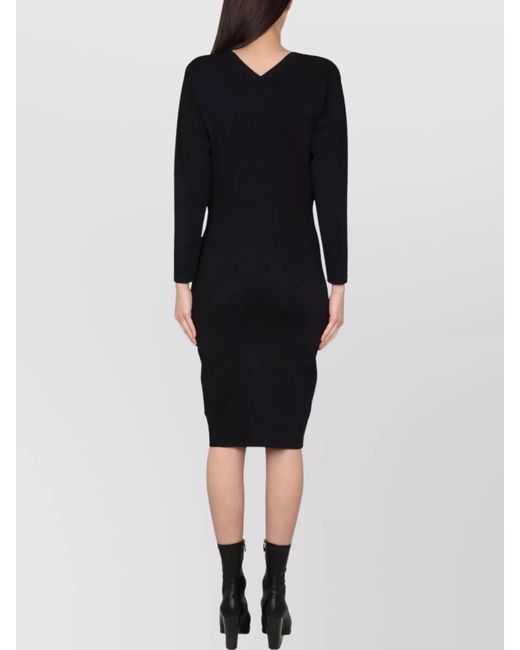 Stella McCartney Black Slim-Fit V-Neck Knee-Length Dress