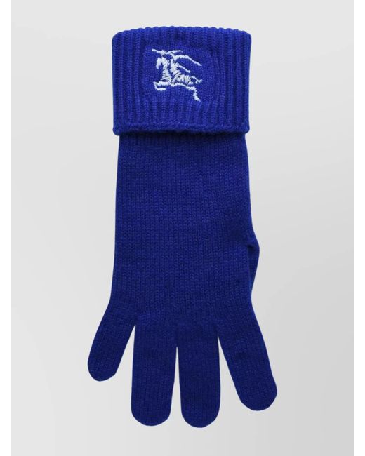 Burberry Blue Ribbed Cashmere-Blend Gloves