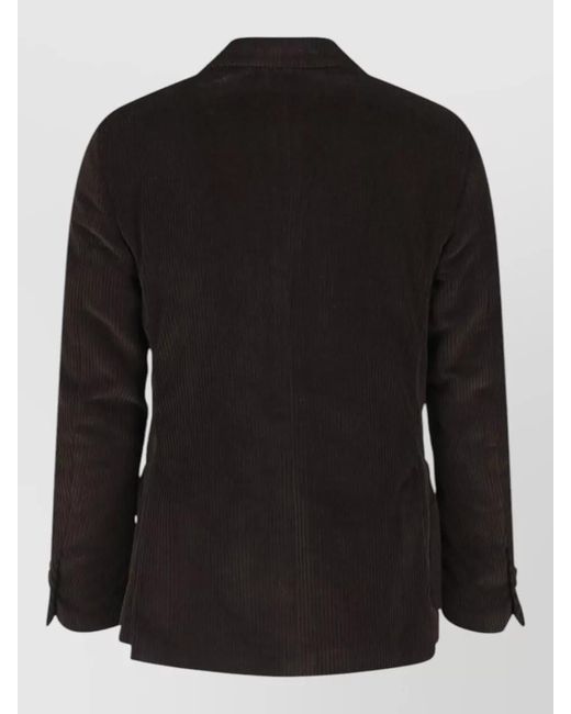 Lardini Black Corduroy Double Breasted Blazer Four Button Cuff for men