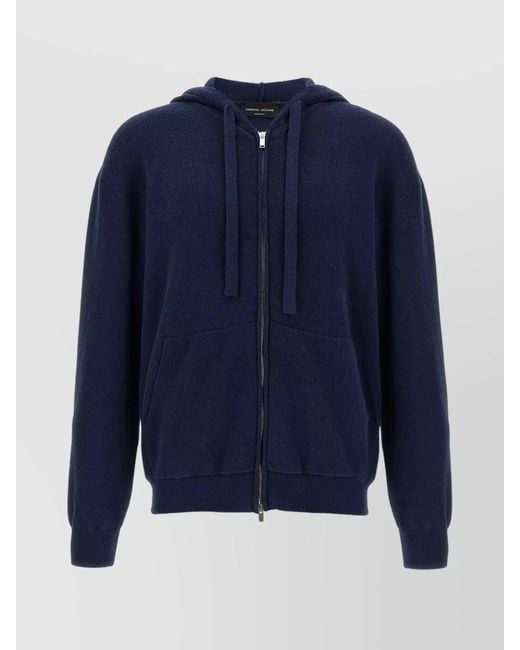 Roberto Collina Blue Terry Hoodie for men