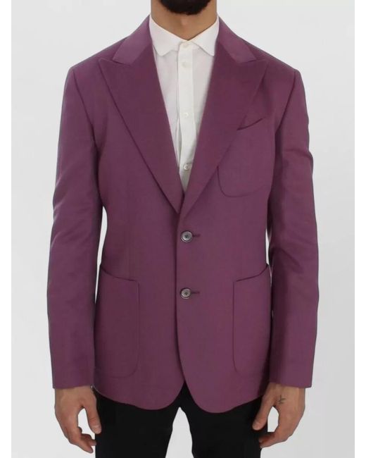 Dolce & Gabbana Purple Cashmere Silk Slim-Fit Blazer for men