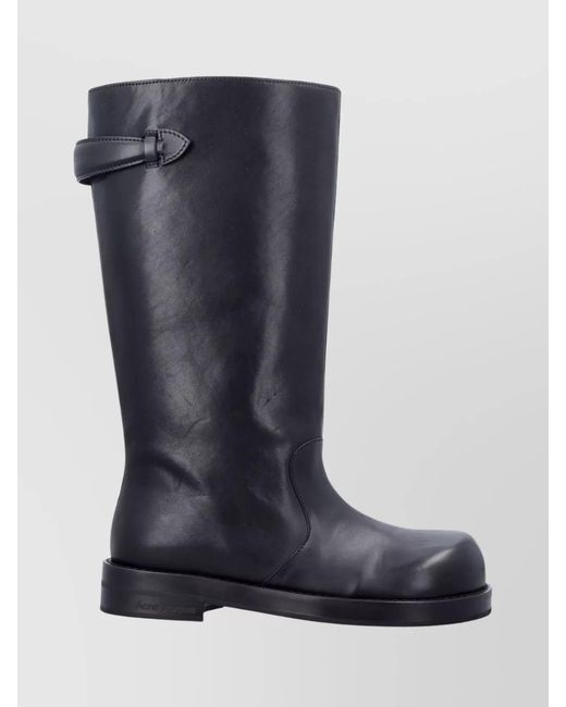 Acne Blue Leather High-Shaft Ankle Boots