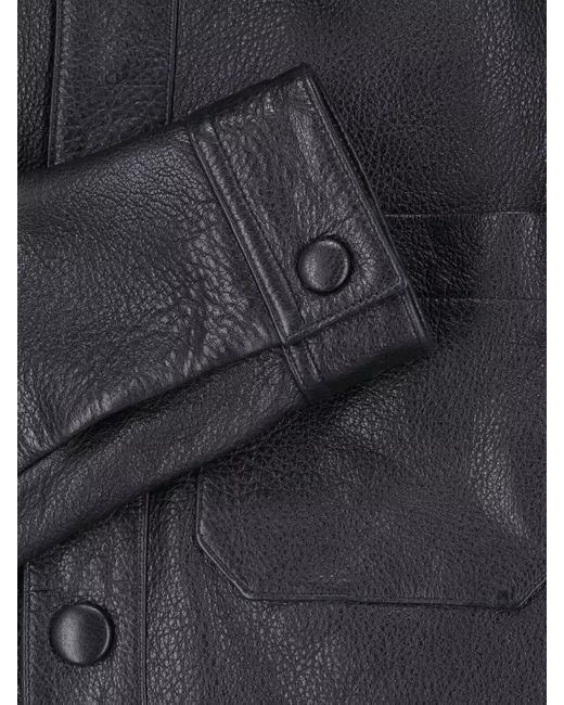FRAME Black Cropped Leather Coat Collared Long Sleeves