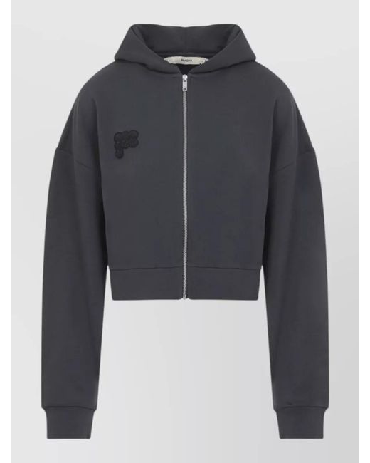 PANGAIA Blue Cotton Cropped Oversized Zip Up Hoodie