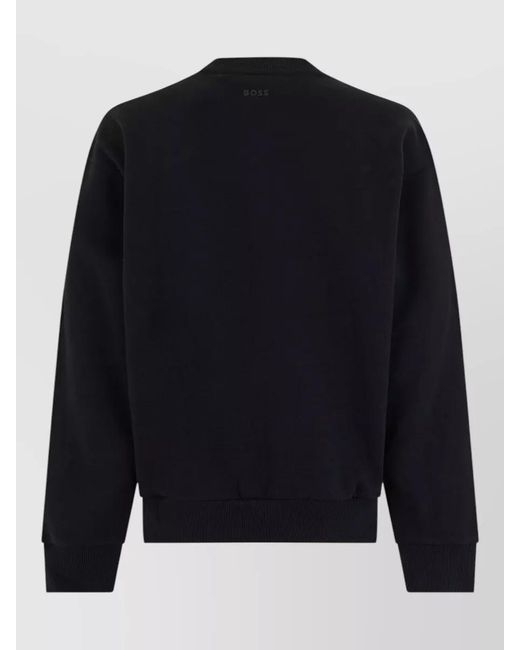 Boss Blue Cotton Crew-Neck Sweatshirt for men