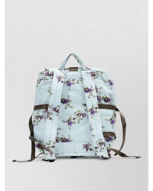 Ganni Gray Re Tech Backpack Synthetic Floral Pattern