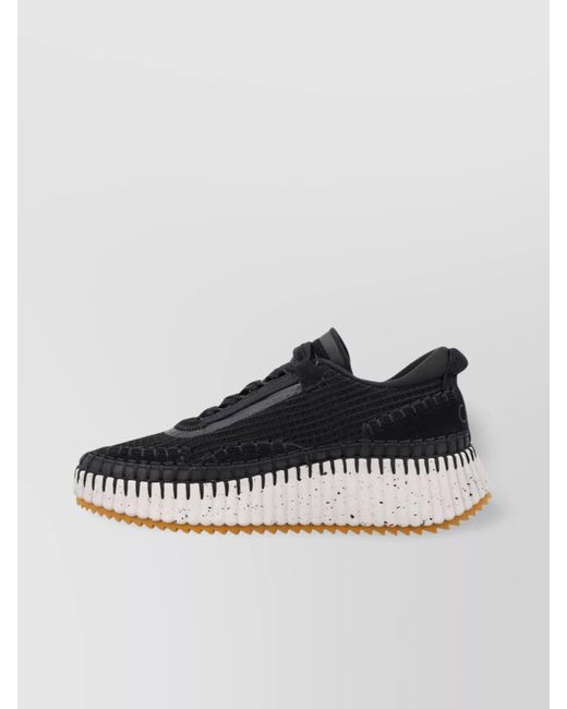 Chloé Black Mesh Low-Top Sneakers