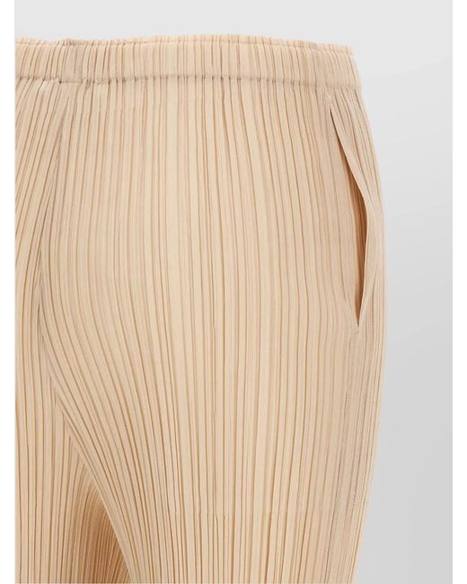 Pleats Please Issey Miyake Natural Polyester Slim-Fit Trousers