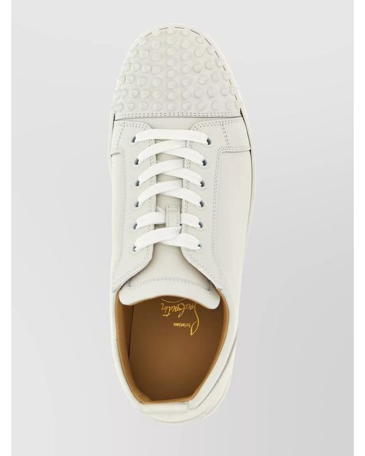 Christian Louboutin Natural Calf Leather Spike-Embellished Low-Top Sneakers for men