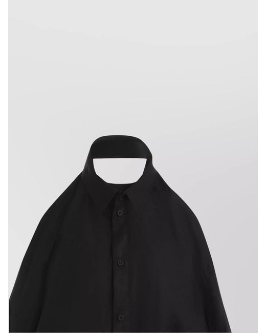Balenciaga Black Cotton Halterneck Open Back Shirt Dress