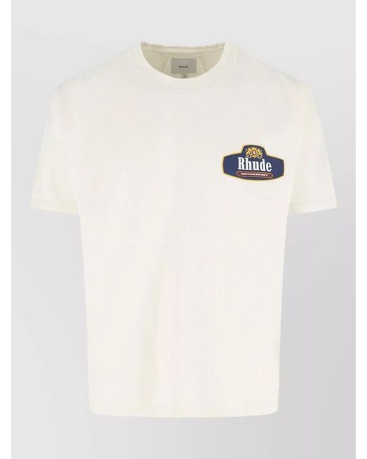 Rhude Natural Crew Neck Short Sleeve Graphic Print Shirt for men