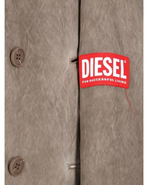 DIESEL Gray Belted Double Breasted Casual Coat Long Sleeves