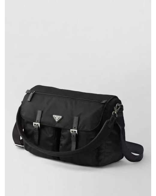 Prada Black Shoulder Bag Tessuto Pelle Adjustable Strap for men