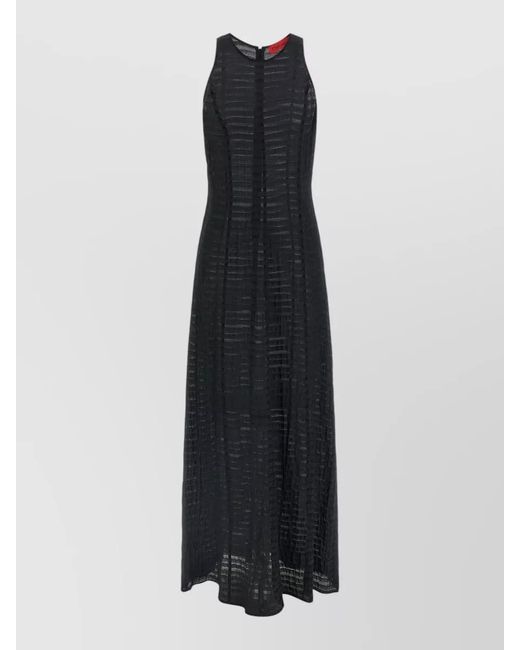 Thelatest Black Dori Dress Round Neckline Sheer Fabric