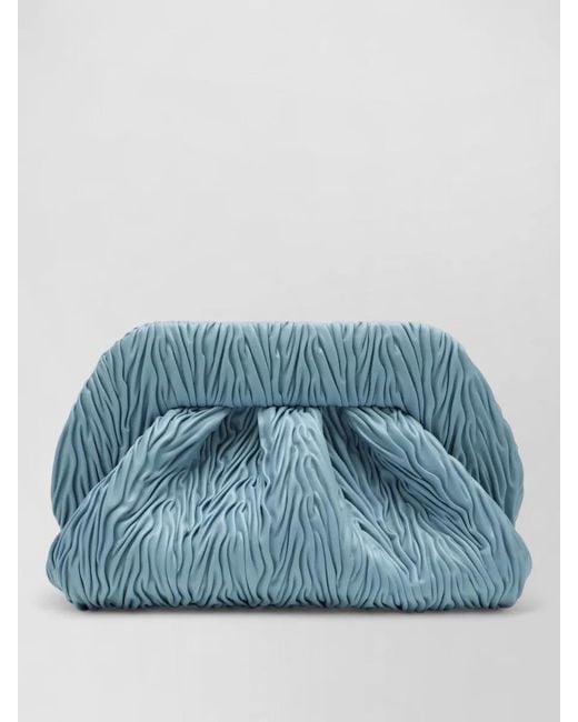 THEMOIRÈ Blue Ruched Texture Soft Structure Clutch Bag