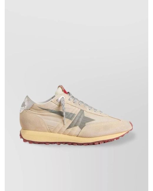Golden Goose Deluxe Brand Natural Low Top Sneakers With Suede And Mesh Panels