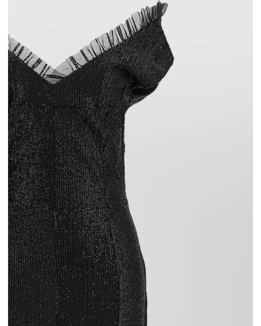 Norma Kamali Black Sequined Off-Shoulder Gown