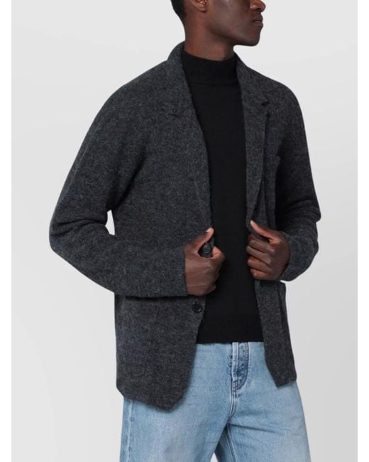 Roberto Collina Blue Long Sleeve Cardigan Notched Lapels for men
