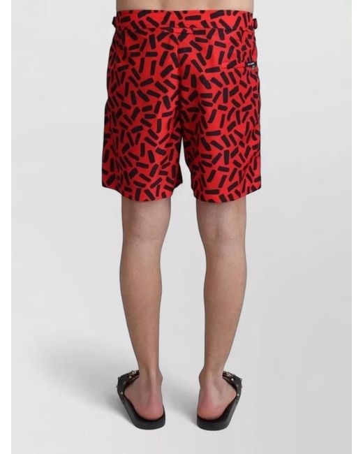 Dolce & Gabbana Red Patterned Beach Shorts Swimwear for men