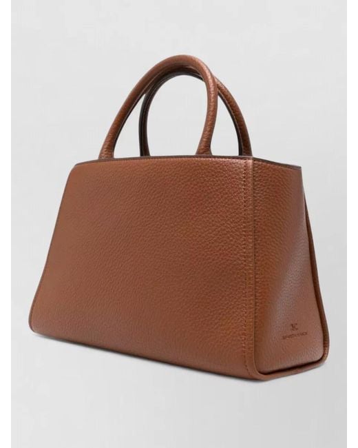 Elisabetta Franchi Brown Textured Faux Leather Shoulder Tote Bag