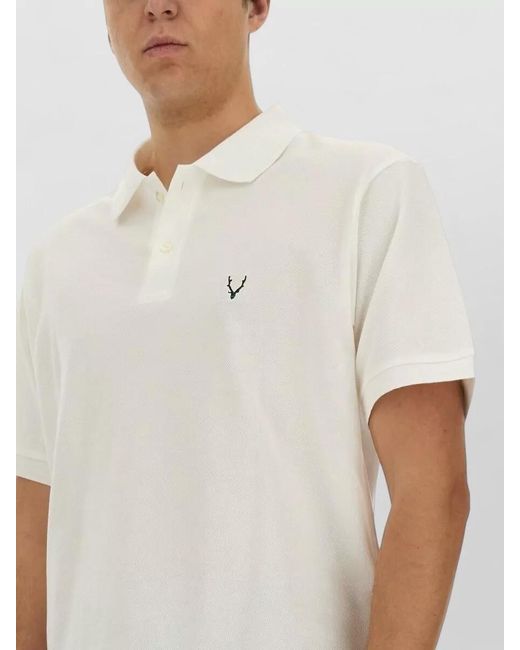 South2 West8 White Cotton Shirt Polo Collar Short Sleeves for men