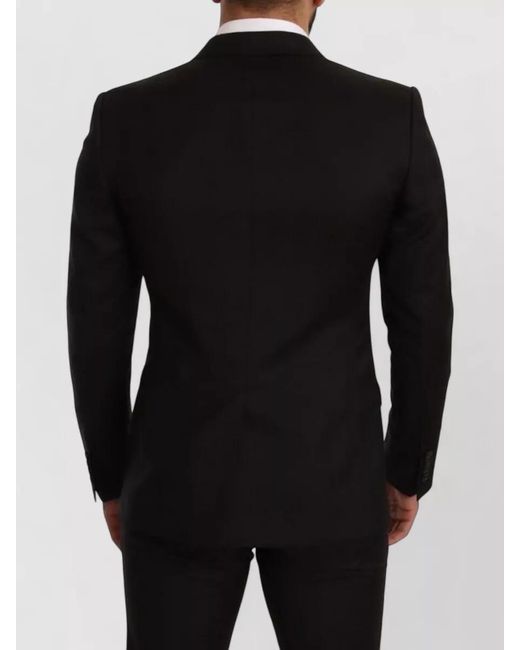 Dolce & Gabbana Black Wool Check Slim-Fit Single-Breasted Suit for men