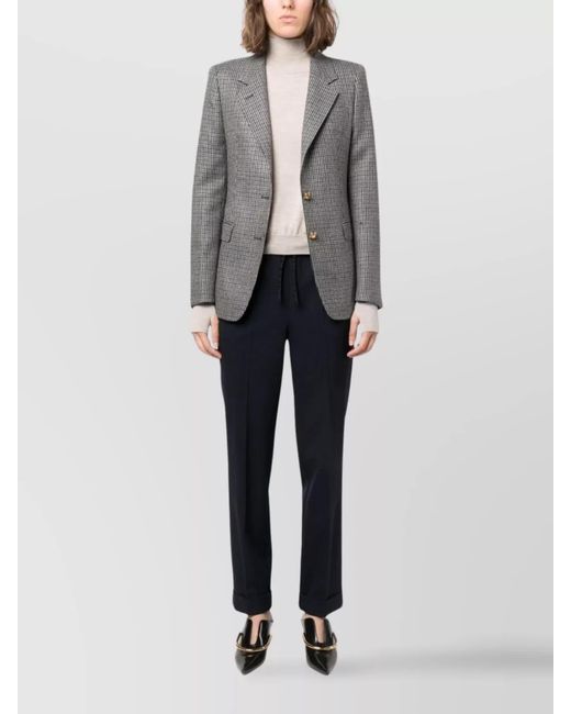 P.A.R.O.S.H. Blue Virgin Wool Mid-Rise Straight-Leg Trousers