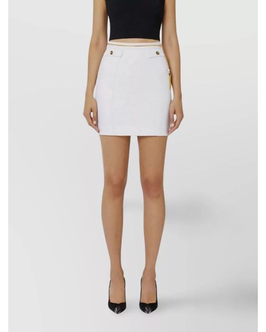 Elisabetta Franchi White High-Rise Mini Skirt