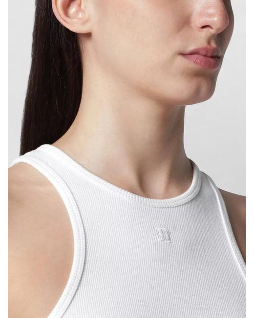 Anine Bing White Racerback Ribbed Sleeveless Top Ivy