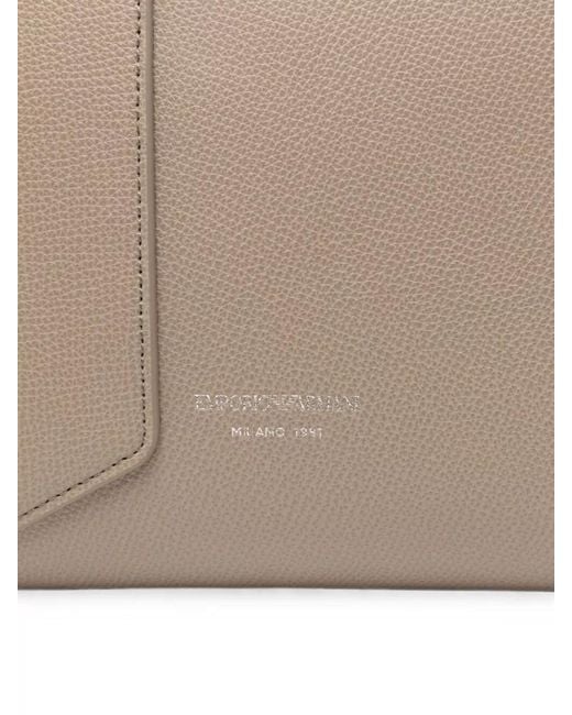Emporio Armani Natural Medium Leather Tote Bag Top Handles