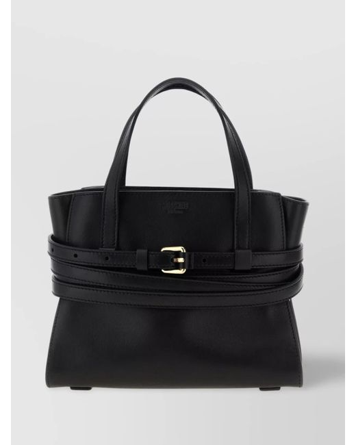 Moschino Black Structured Silhouette Handbag Top Handles