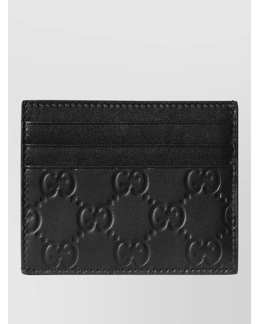 Gucci Black Leather Gg-Emblem Card Holder for men