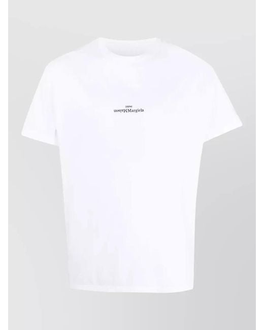 Maison Margiela White Logo Print Cotton T-Shirt for men