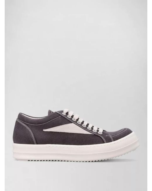 Rick Owens White Denim Low-Top Lace-Up Sneakers