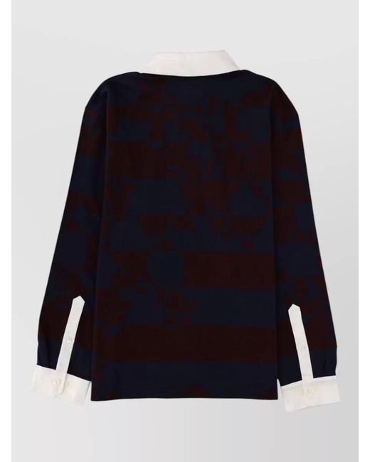 Dries Van Noten Blue Long Sleeve Striped Polo Hucho Shirt for men