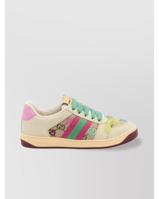 Gucci Natural Embroidered Logo Low Top Sneaker