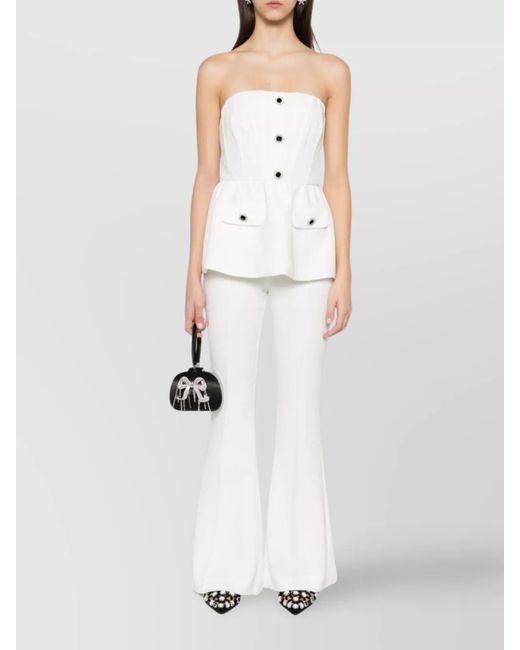 Self-Portrait White Sleeveless Jumpsuit