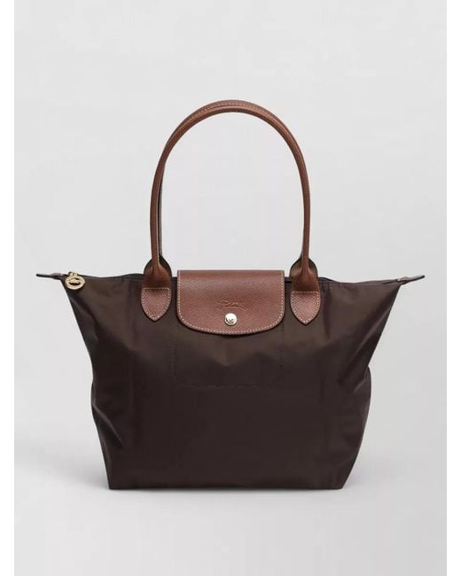 Longchamp White Tote Bag Leather Trim Top Handles