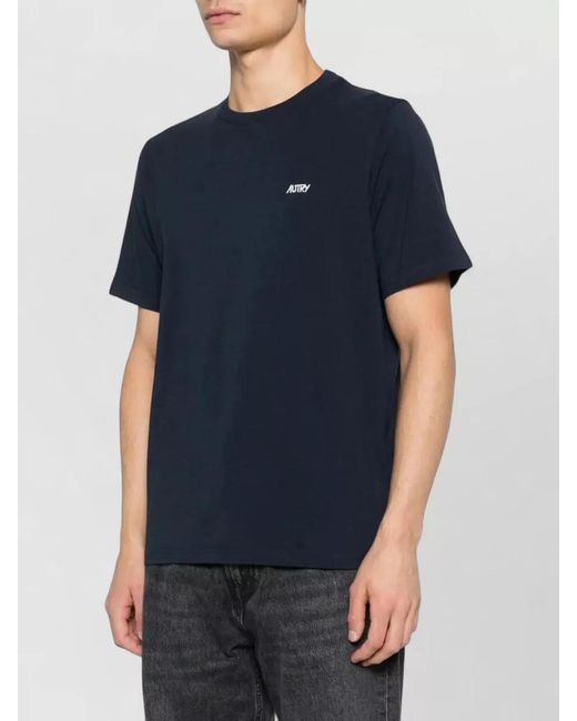 Autry Blue Cotton Logo T-Shirt for men