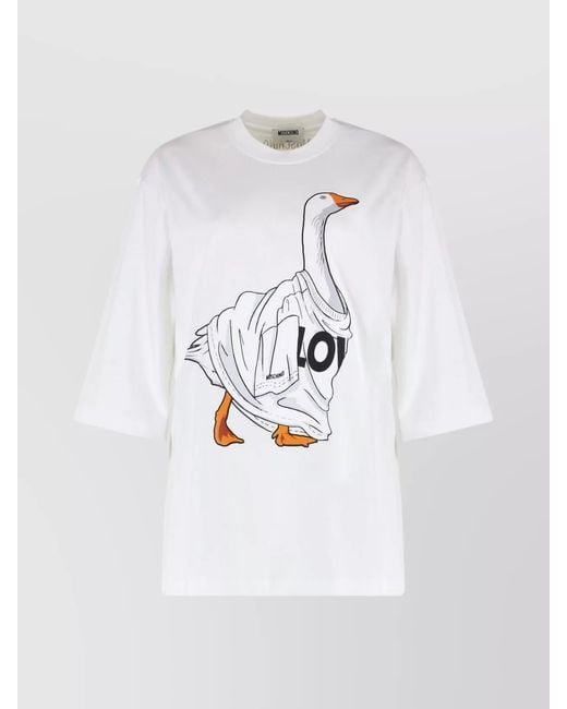Moschino White Cotton Crew-Neck T-Shirt