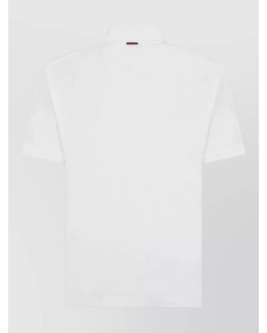 Zegna White Cotton Short-Sleeve Polo Shirt for men