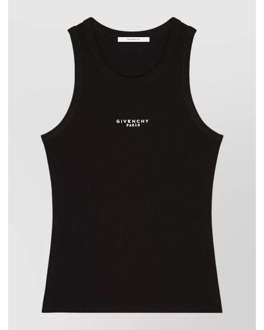 Givenchy Black Ribbed Slim-Fit Logo Tank Top