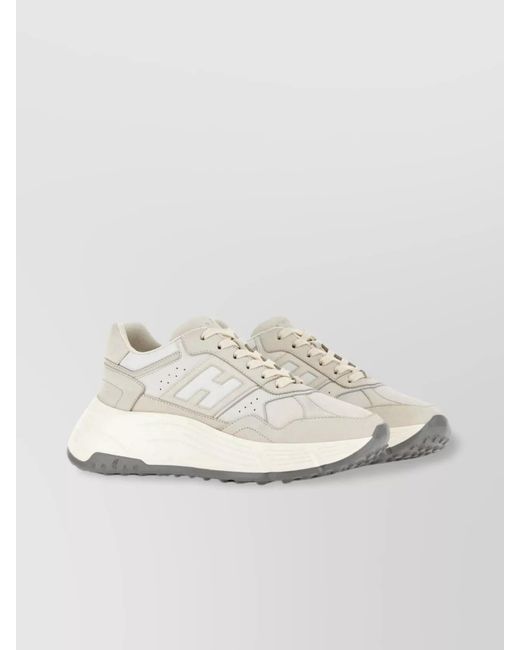 Hogan White Leather Panelled Low-Top Sneakers