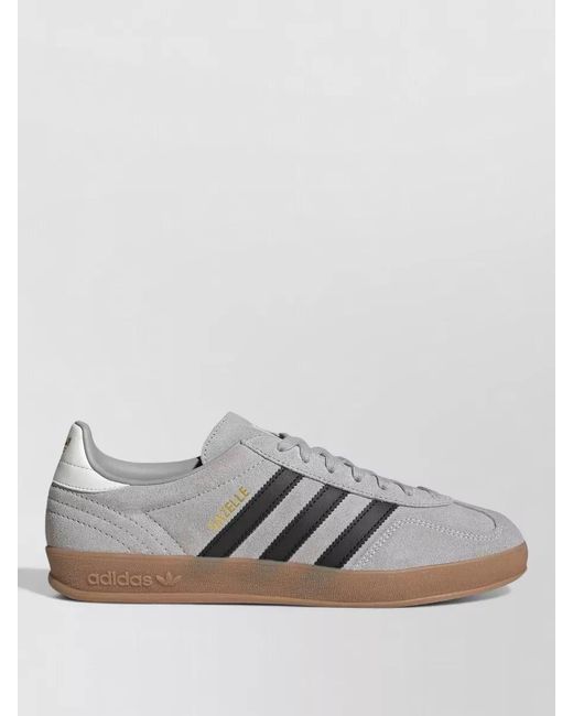 Adidas Originals Gray Sneakers Contrast Stripes Rubber Sole Suede for men