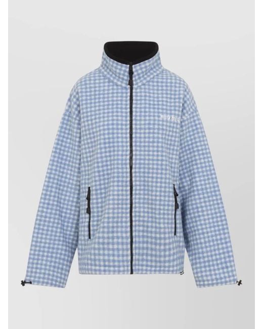 Miu Miu Blue Wool Blouson Jacket Casual Outdoor Style