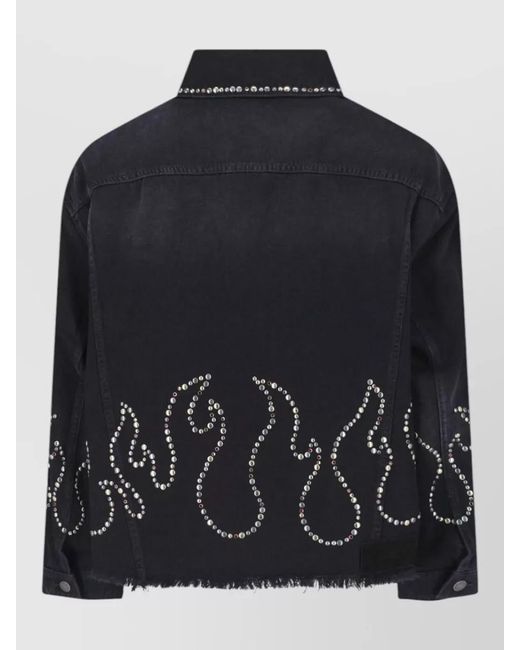Amiri Black Denim Shirt Studded Chest Pockets Stitching for men