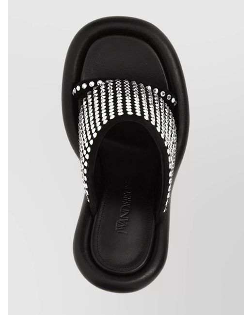 J.W. Anderson Black Leather Crystal Mules