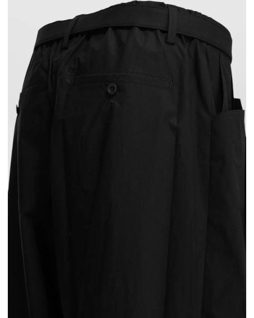 Sacai Black Typewriter Parachute Shorts Belted Pleated Pockets for men