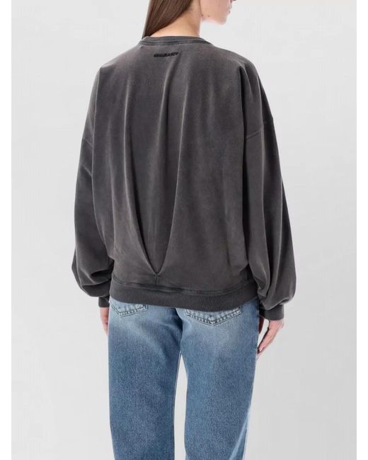 Isabel Marant Gray Cotton Pleated-Drape Crewneck Sweatshirt