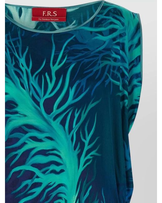 F.R.S For Restless Sleepers Blue Briseide Dress Abstract Print Midi Draped